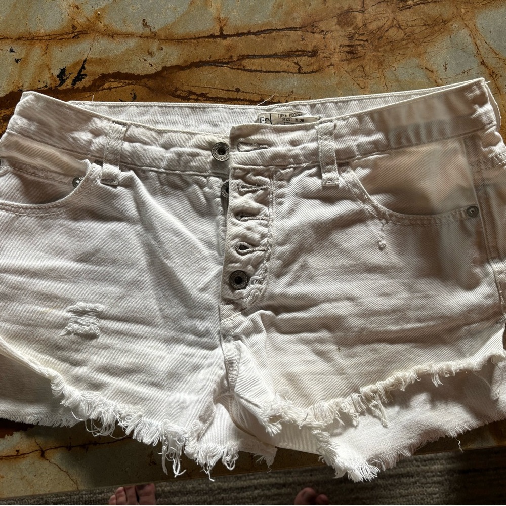 Free People Off-White Jean Shorts